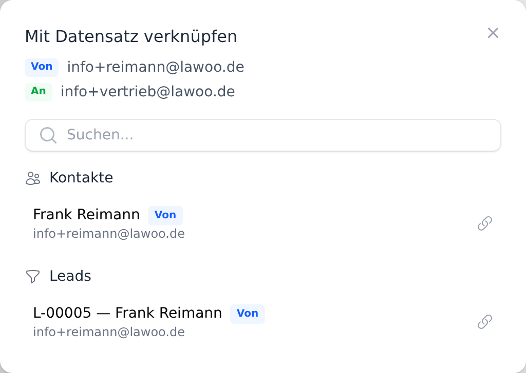 Fenster Mit Datensatz verknüpfen mit Vorschlägen