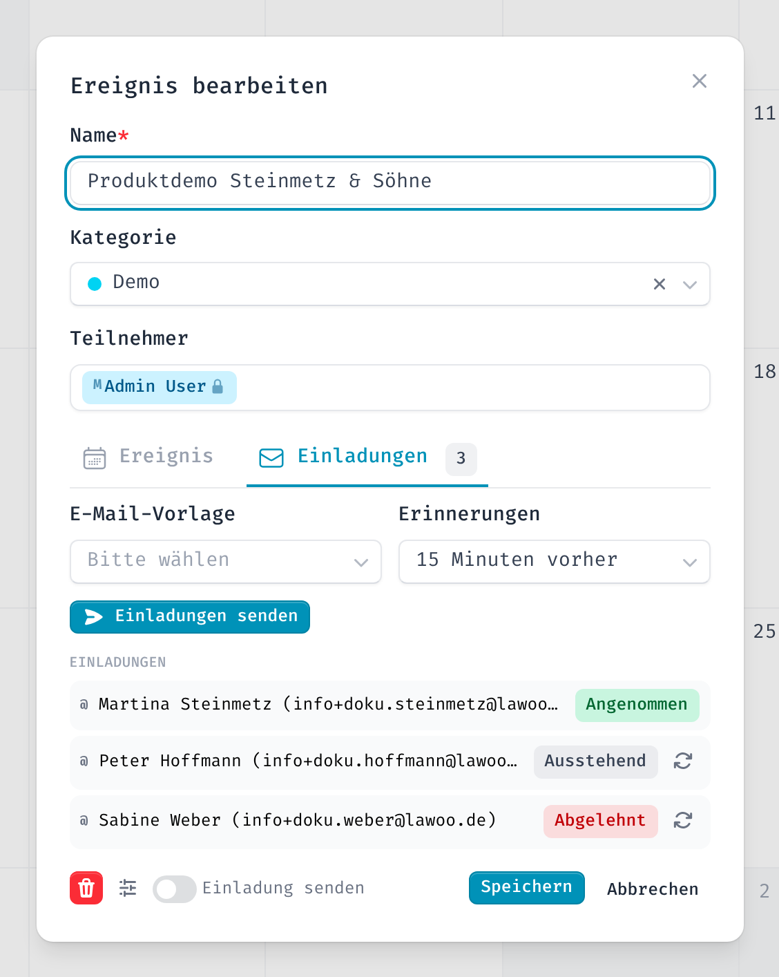 Reiter Einladungen mit E-Mail-Vorlage, Erinnerungen und Antwortstatus