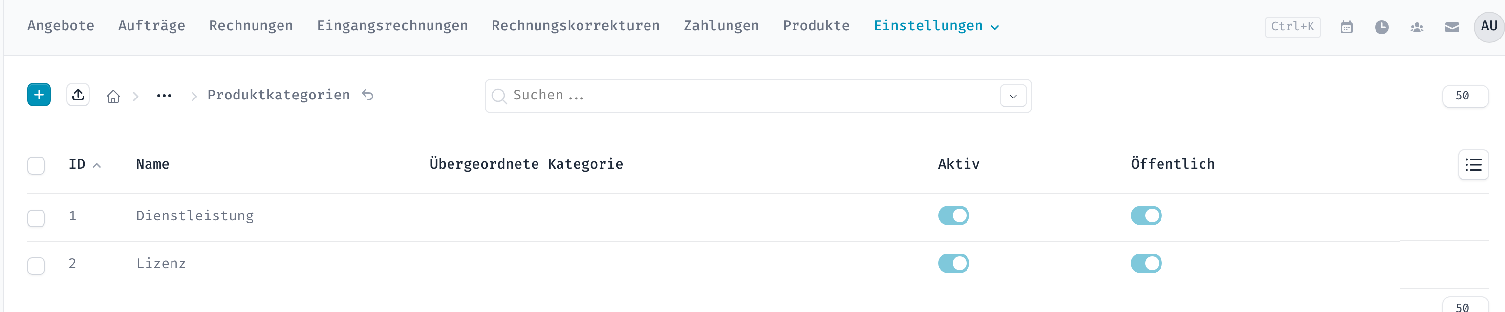 Liste der Produktkategorien